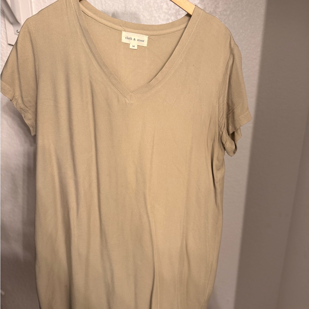 Cloth & Stone Tan Relaxed Short Sleeve Tee
